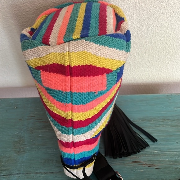 NWOT Rebecca Minkoff Wonderland Woven Bucket Bag Purse Boho Black Tassels NEW - Picture 7 of 10